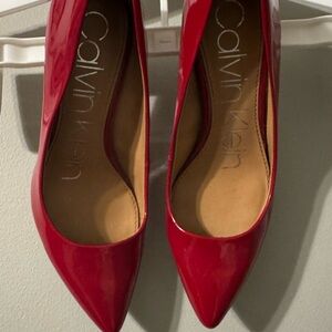 Calvin Klein Glossy Red Heels